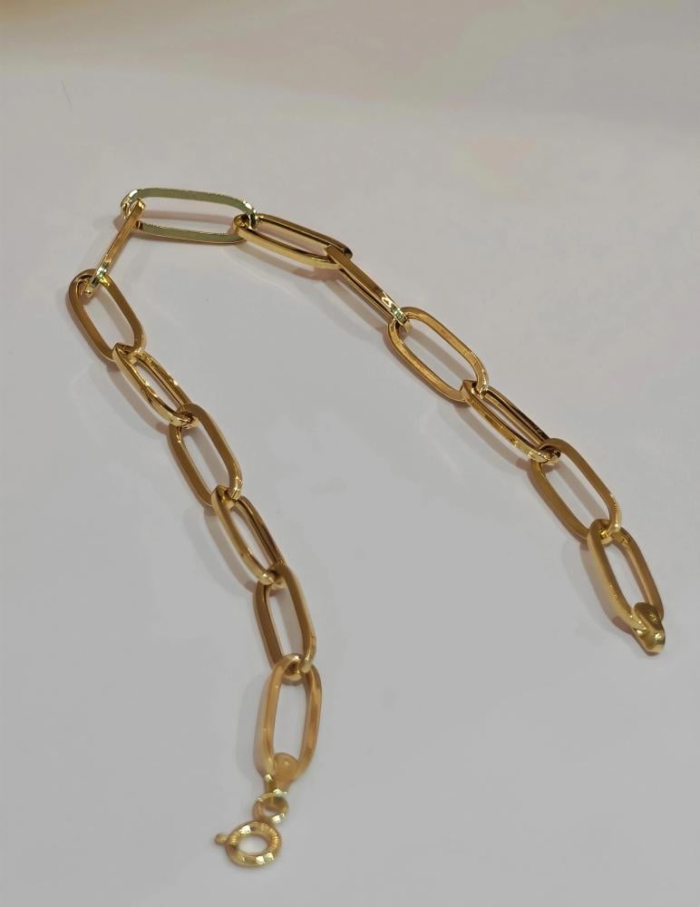اسوارة ذهب عيار 18 فاخرة تصميم بيبر كليب 6.10جم - 18K Bracelet Luxury Paperclip Design 6.10g