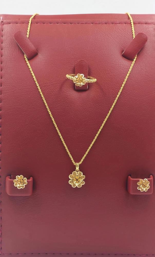 21k Set flower shape -  طقم ذهب عيار 21 شكل وردة
