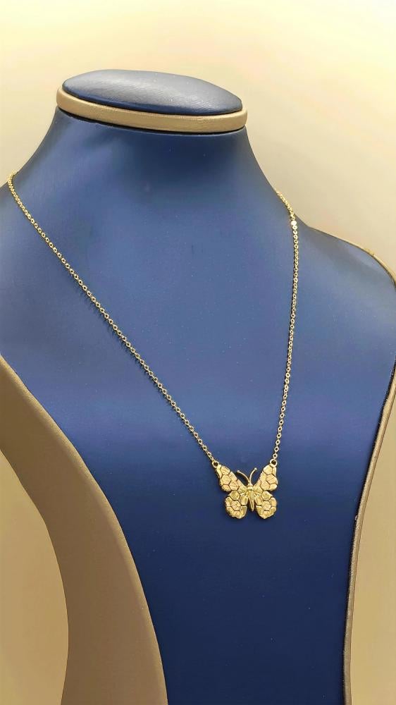 عقد الفراشه الانيق المتحرك ولمميز الترند  ذهب عيار 21 - Necklace 21k