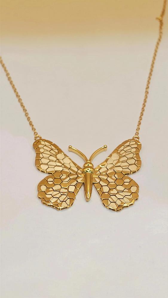 عقدالفراشه الجميل ولمميز  الحجم الكبير  ذهب عيار 21 - Necklace 21k