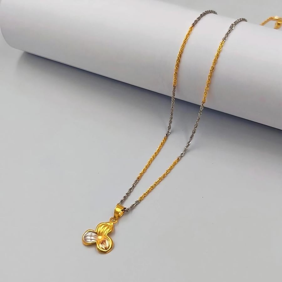 21K Necklace with butterfly pendant