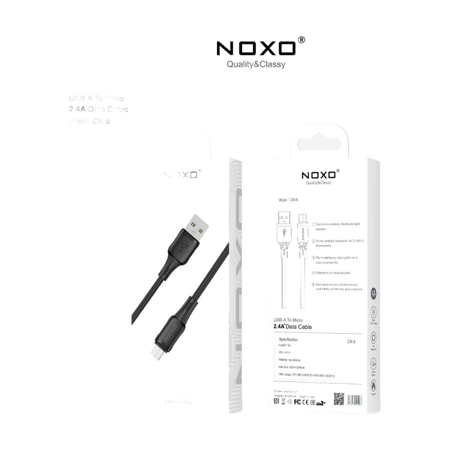 كيبل سيليكون USB-A إلى Micro USB طول 1 متر CN-8M