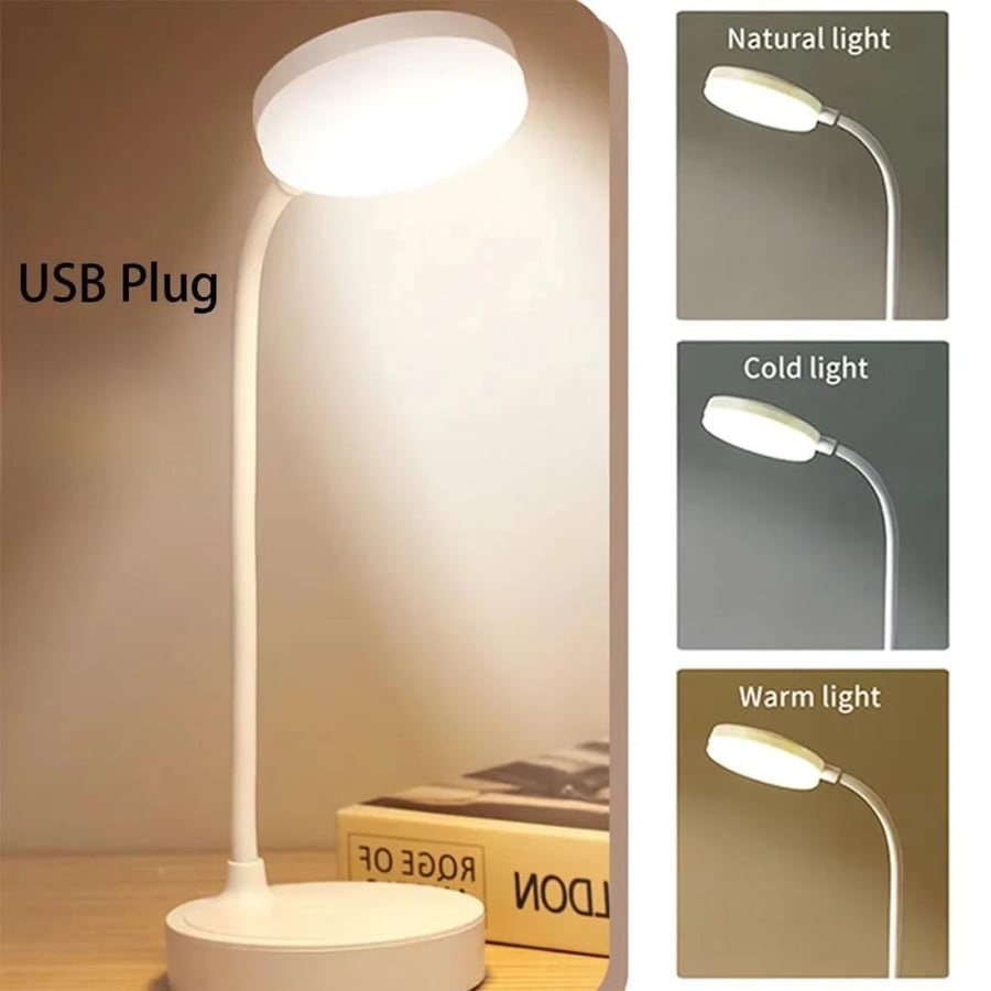 مصباح مكتب LED مرن مع خافت ثلاثي المستويات، يعمل بمنفذ USB، للعناية بالعين، دافئ، ضوء أبيض، مثالي للمنزل والمكتب والقراءة والدراسة