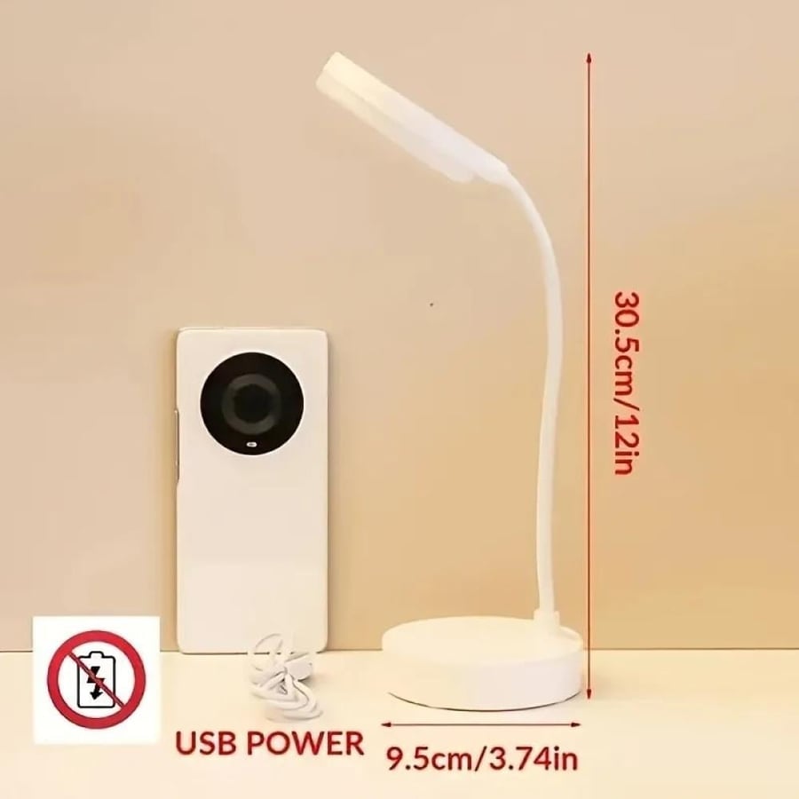 مصباح مكتب LED مرن مع خافت ثلاثي المستويات، يعمل بمنفذ USB، للعناية بالعين، دافئ، ضوء أبيض، مثالي للمنزل والمكتب والقراءة والدراسة
