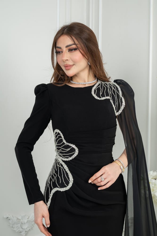 فستان سهرة كم شيفون