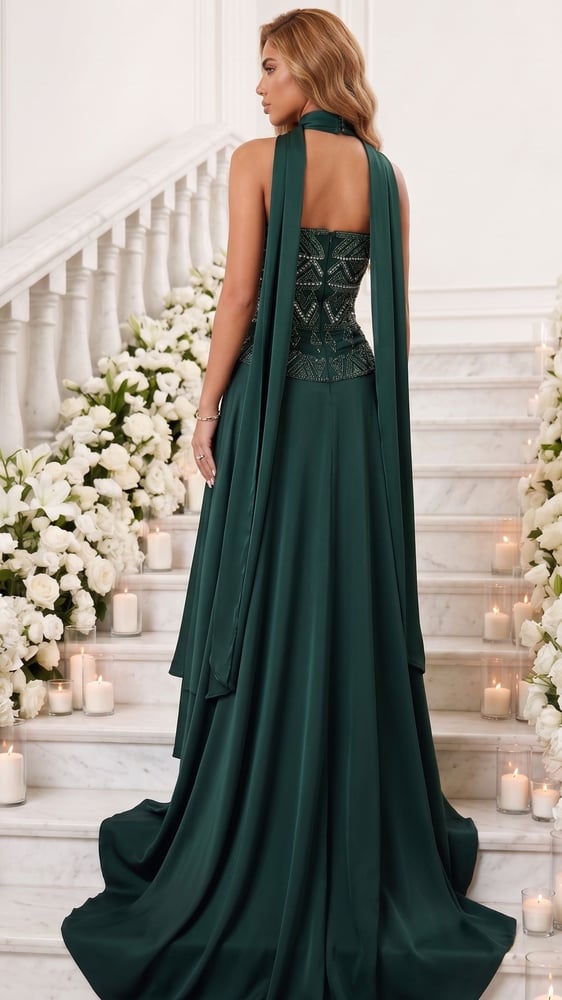 زمرد آرت ديكو" (Emerald Art Deco Gown)