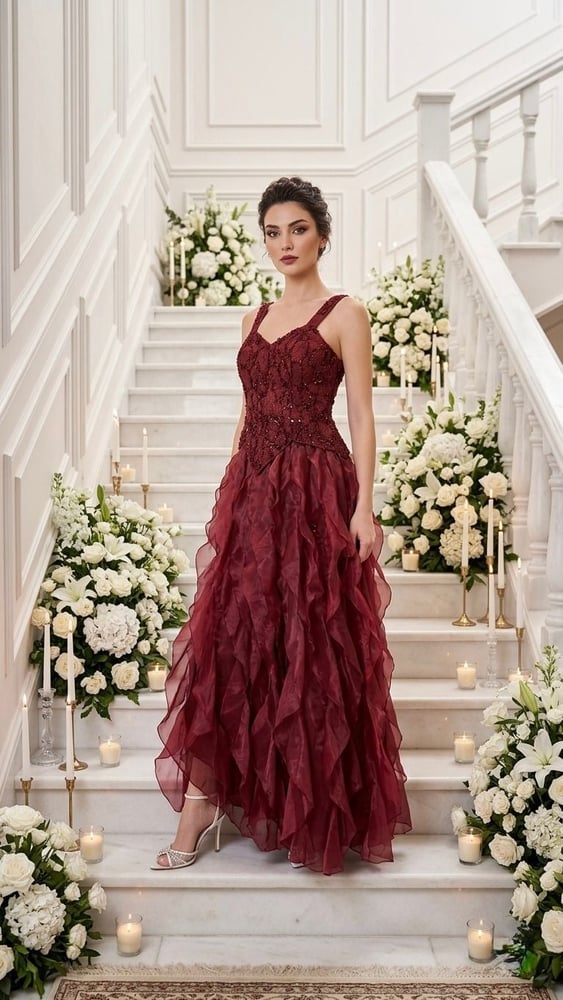 فستان "روبي كاسكيد" (Ruby Cascade Gown)