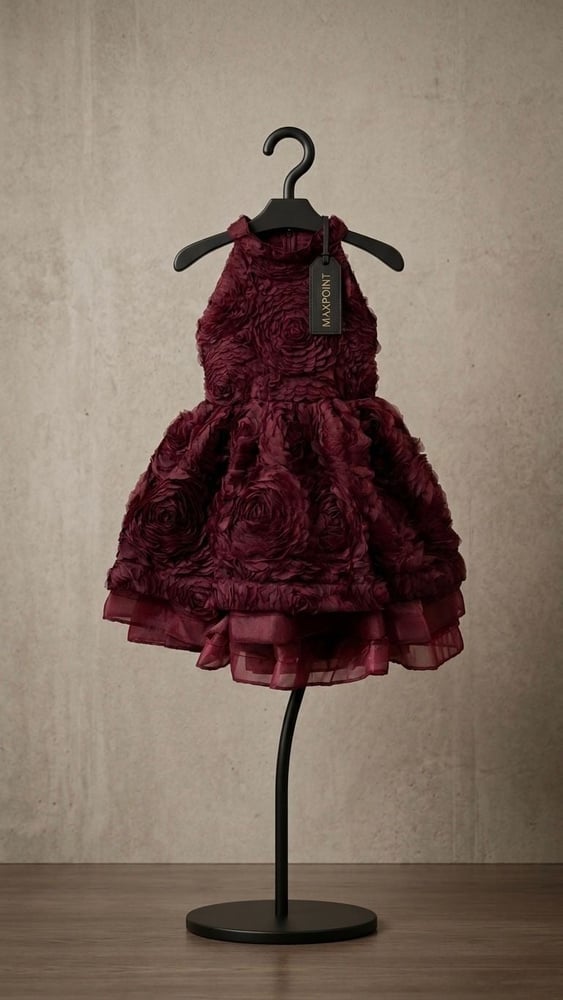 Jouri velvet dress or "Rozet" luxurious burgundy dress