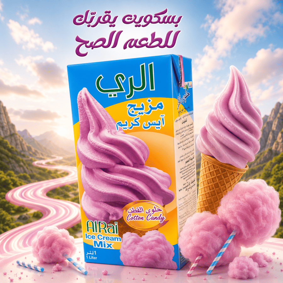 مزيج ايس كريم الري 1 لتر بنكهة حلوى القطن