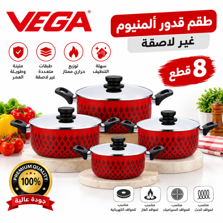 طقم قدور طبخ المنيوم فيقا 8قطع