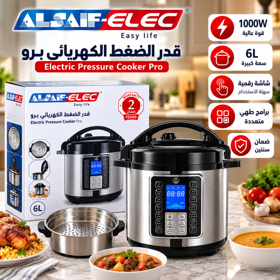 قدر ضغط كهربائي السيف برو 6 لتر – 1000 واط
