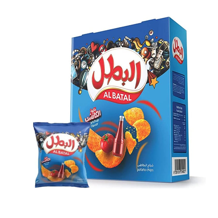 رقائق بطاطس بنكهة الكاتشب من البطل 12عبوة - بوزن 23 غرام موديل 6281016794921