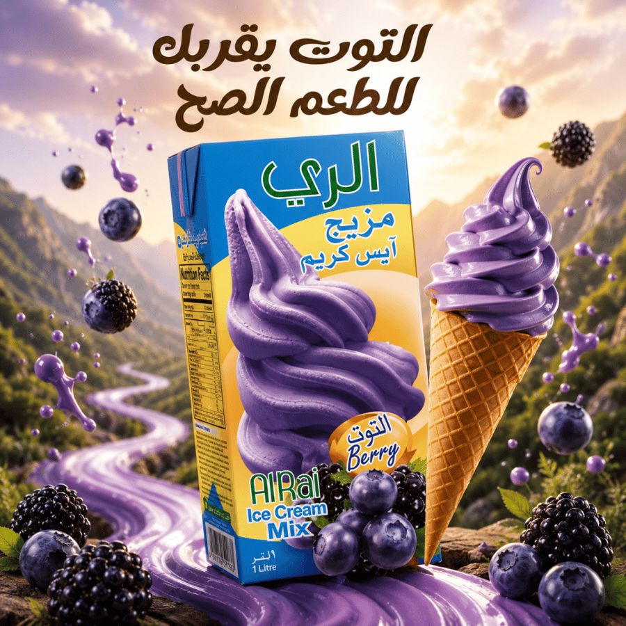 مزيج ايس كريم الري 1 لتر بنكهة التوت