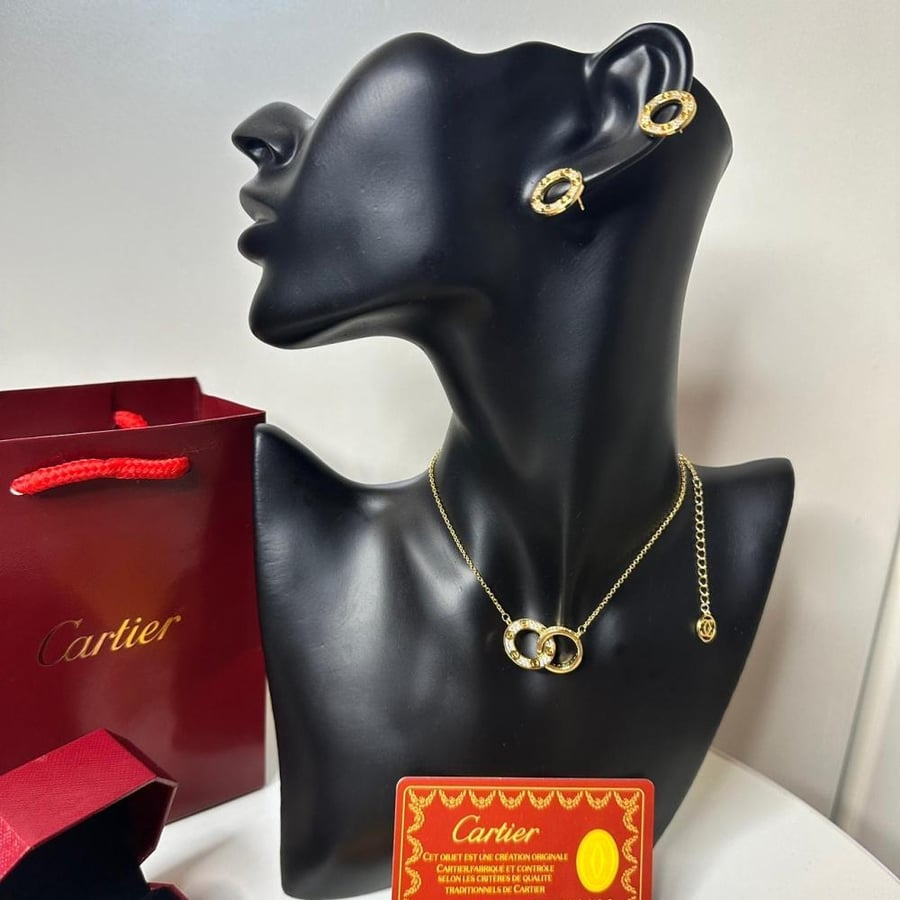 Cartier set of two gold circles – necklace and earrings