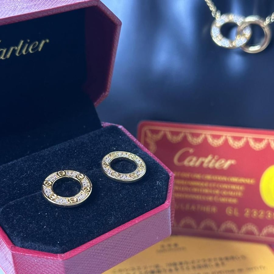 Cartier set of two gold circles – necklace and earrings