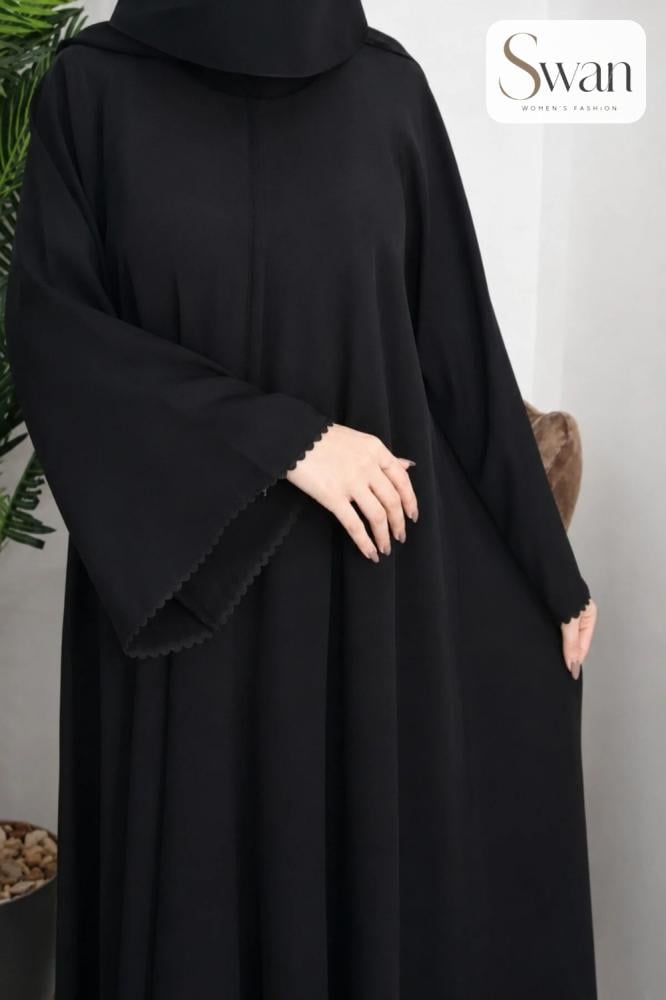 عباية غيم كريب ملكي نصف كلوش مع طرحة
