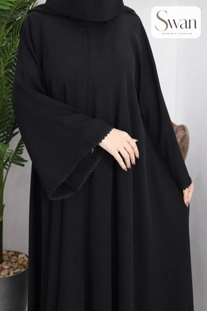 عباية غيم كريب ملكي نصف كلوش مع طرحة