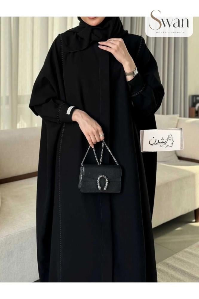 عبايه مشلح بسحاب مخفي بقيطان متعرج