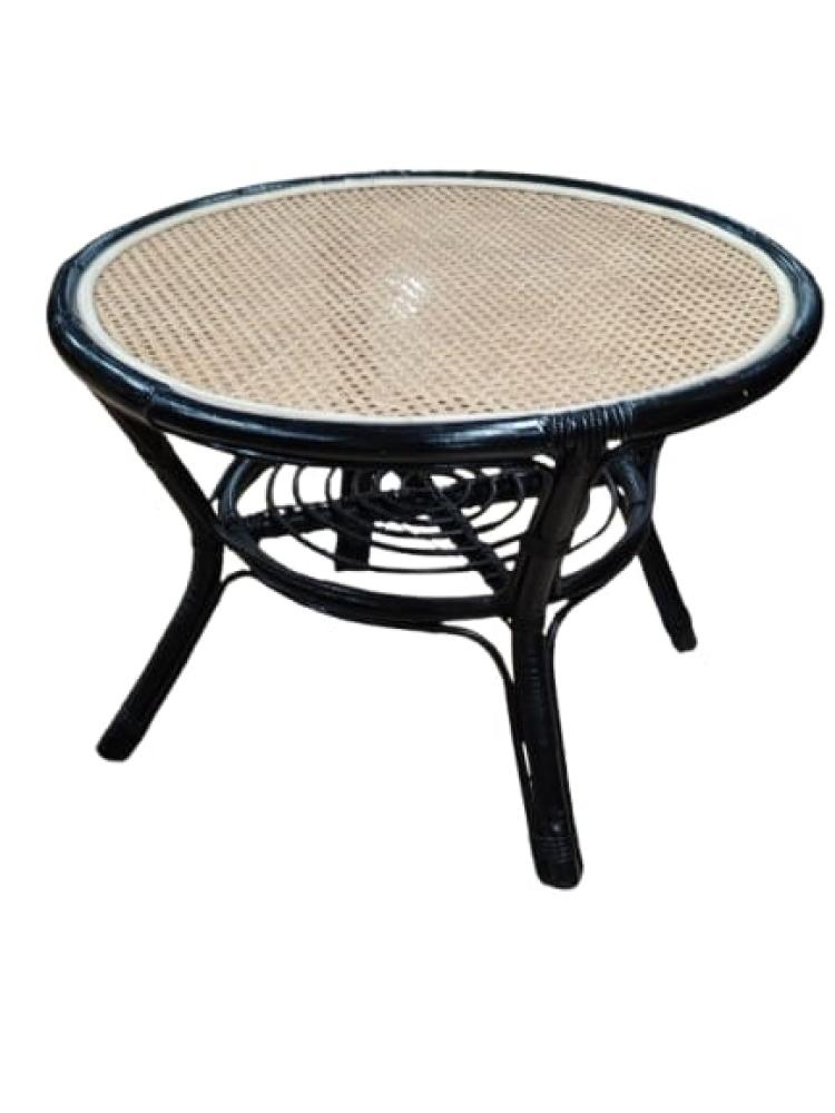 طاولة قهوة رتان سوداء (قطعة واحدة)