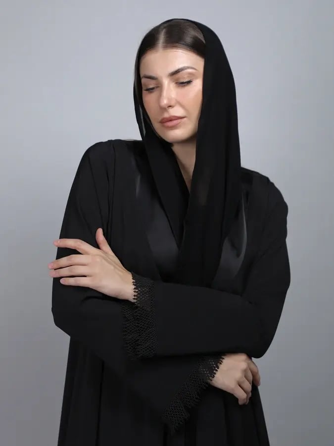 ِ اي لاين كريب أسود بشك على الأكمام أسود - AS-009