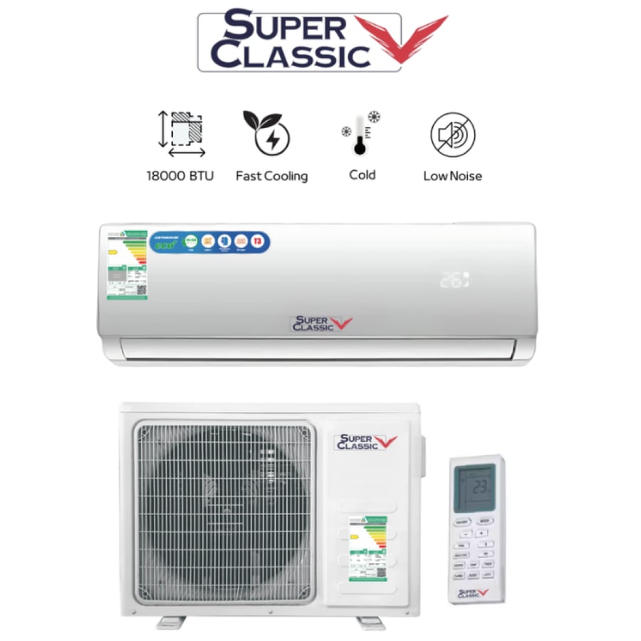 مكيف سوبر كلاسيك سبليت 36,000 وحدة (3 طن) روتاري T3 غاز R410A – موديل SCSP-36