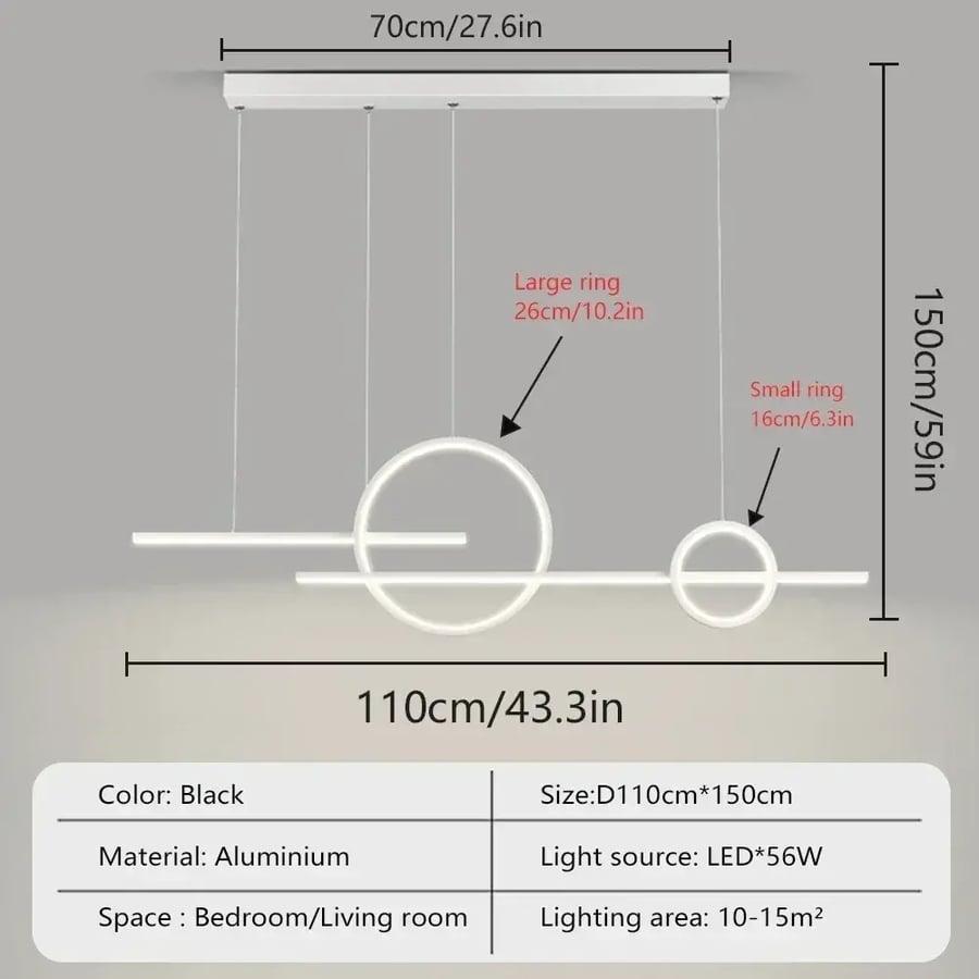 قلادة LED حديثة خطية 70/90 سم