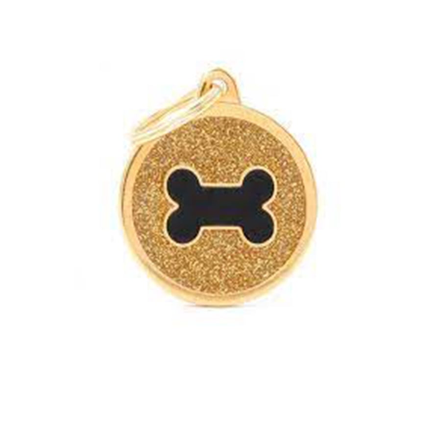 My Family large bone necklace in shiny black circular shape