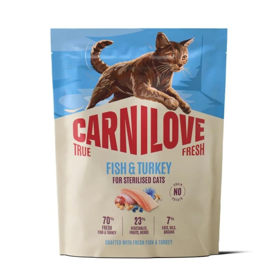 كارنيلوف Carnilove True Fresh دراي فود للقطط المعقمة بالسمك والديك الرومي 400 جم