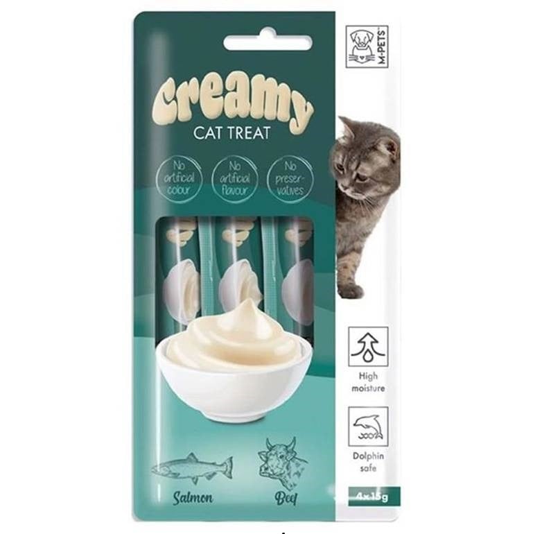 مكافآت للقطط ام بتس بالسالمون واللحم البقري  M pets