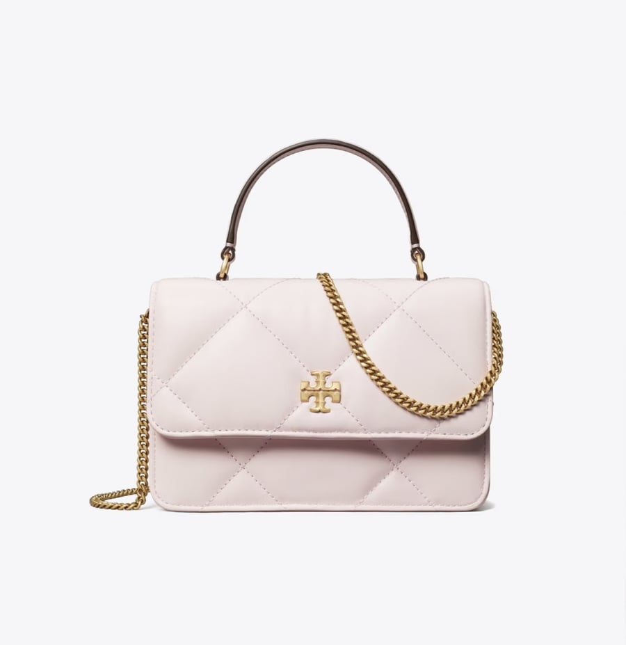 MINI KIRA DIAMOND QUILT TOP-HANDLE CHAIN WALLET- Tory burch