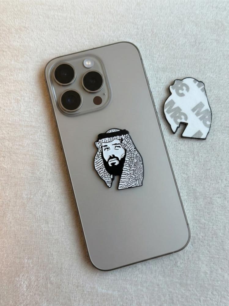ملصق اليوم الوطني السعودي 96 بورتري ولي العهد بالأبيض والأسود K-25-001