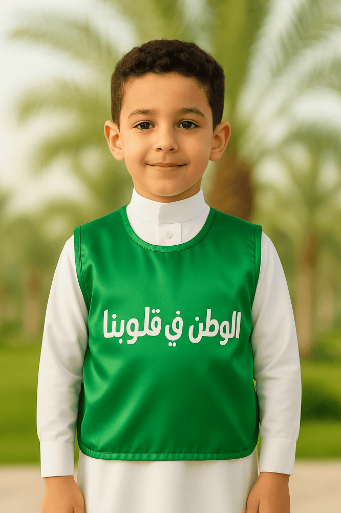 سديري أخضر للأطفال مكتوب عليه الوطن في قلوبنا