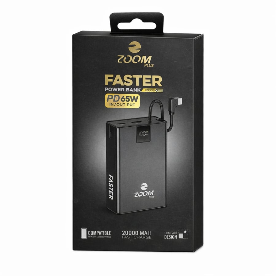 اور بانك Zoom Plus FASTER 20000mAh PD 65W شحن فائق السرعة