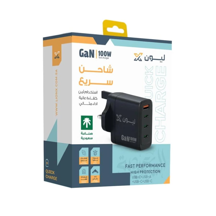 شاحن جداري ليون اكس 100 واط 3 منفذ