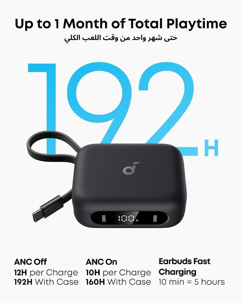 سماعات أنكر Soundcore P41i عزل ضوضاء ANC وعلبة شحن 3 في 1 – أسود