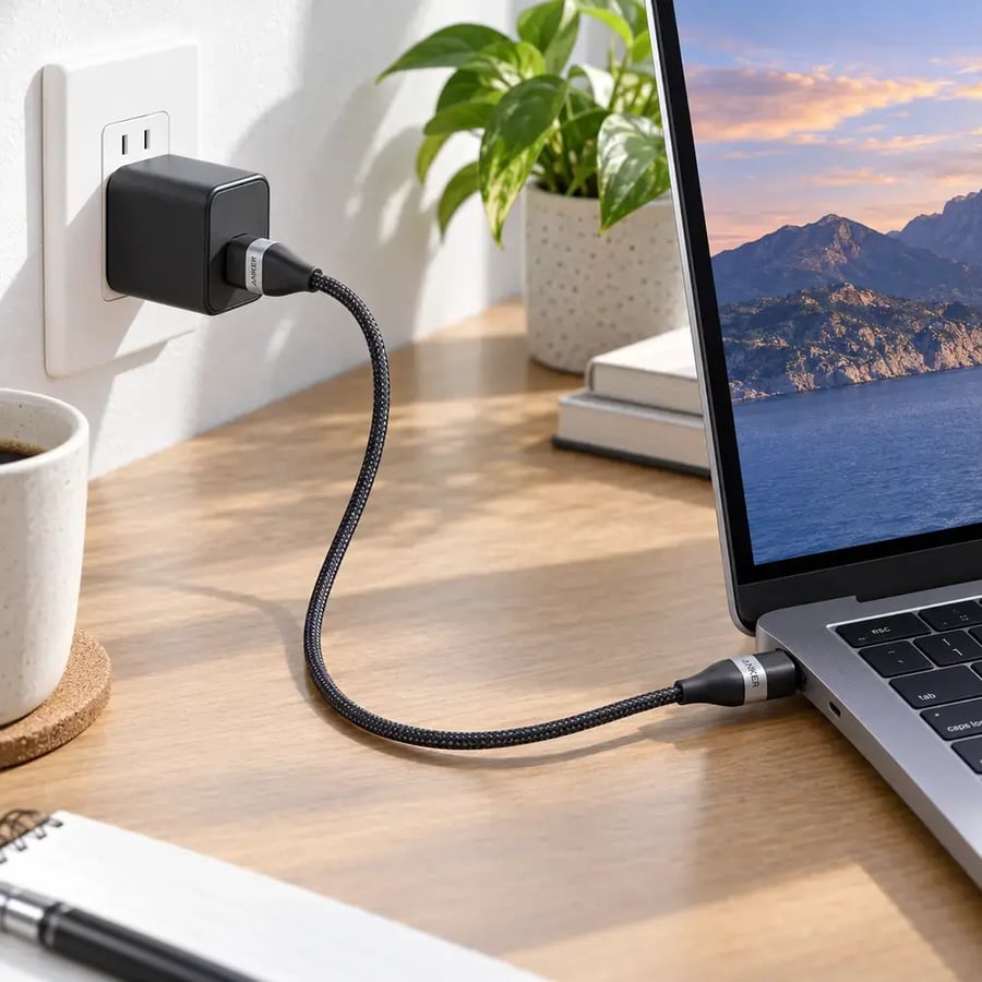 أنكر - كابل USB C إلى USB C بقدرة 240 واط وطول 3 أقدام بتصميم مجدول