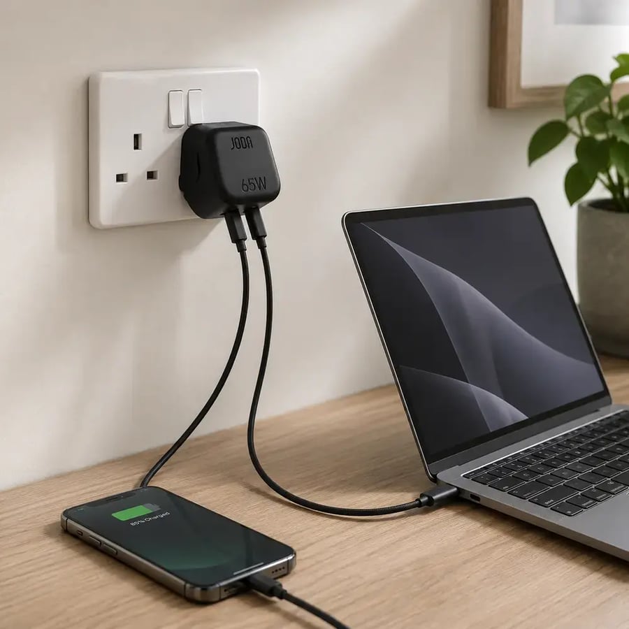 جودا - شاحن جداري VoltPod 65 بقوة 65 واط بتقنية GaN منفذين Type C