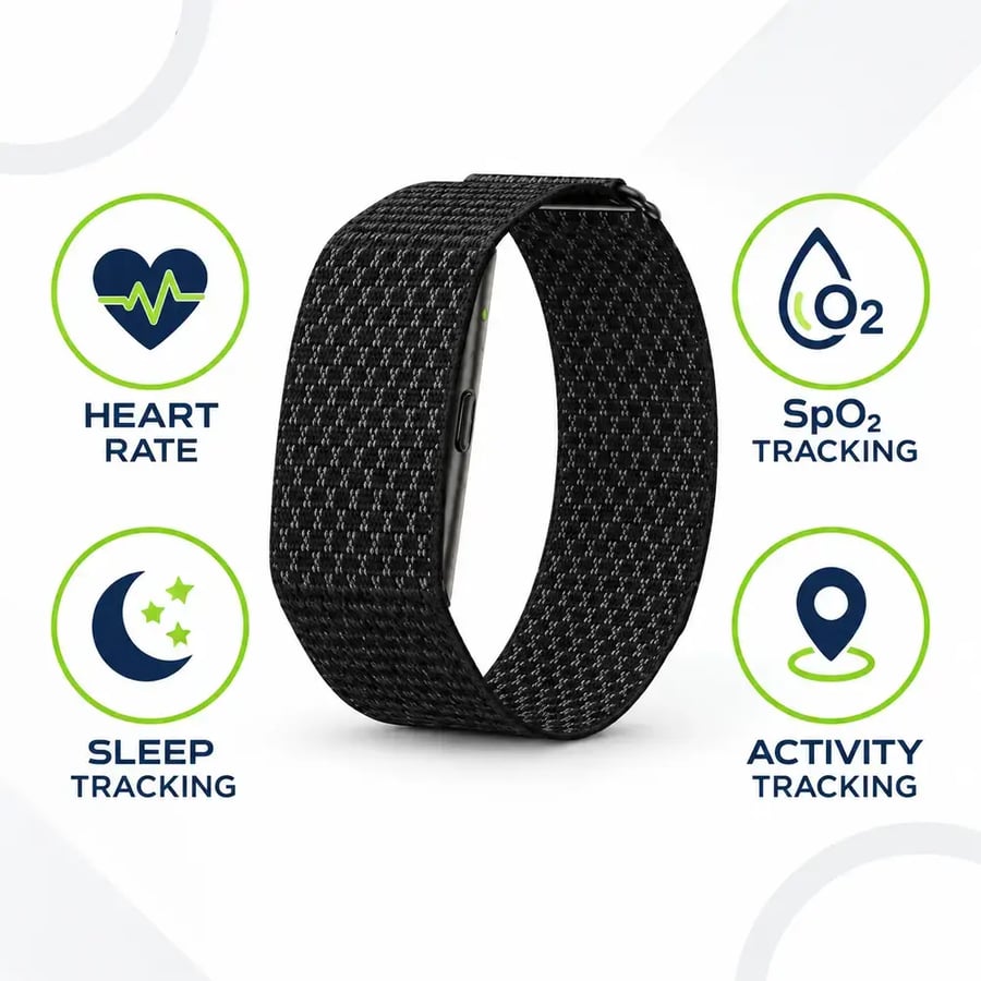 فون بلانت - سوار QWatch Pro ذكي لمراقبة نبض القلب والأكسجين والنوم