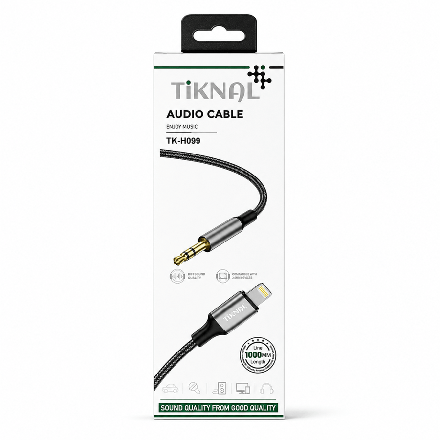 كيبل صوت TikNAL USB-C إلى AUX 3.5mm بطول 1 متر موديل TK-H098