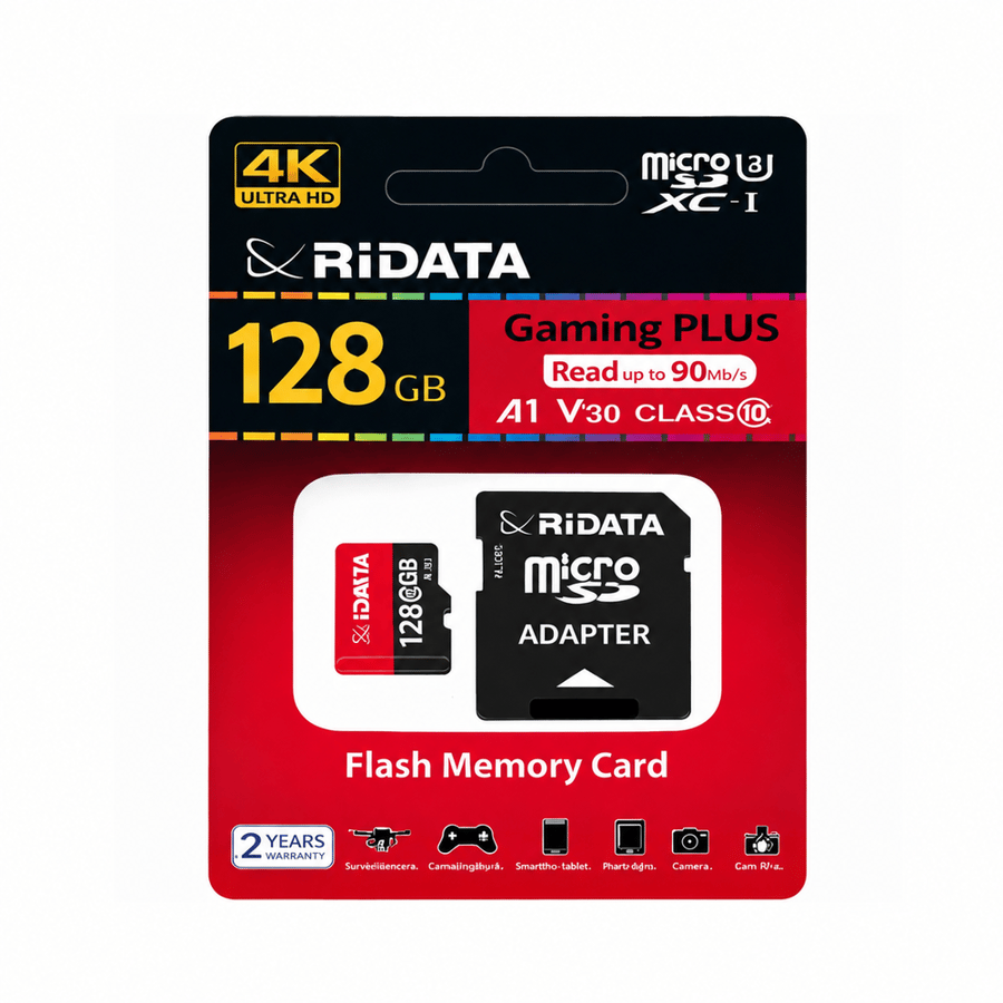 بطاقة ذاكرة RiDATA MicroSD سعة 128GB بسرعة قراءة حتى 90MBs