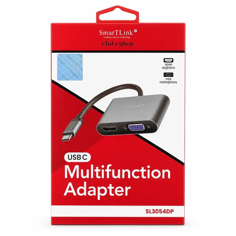 سمارت لينك - محول Type C متعدد الوظائف إلى HDMI بدقة 4K ومنفذ VGA مودي