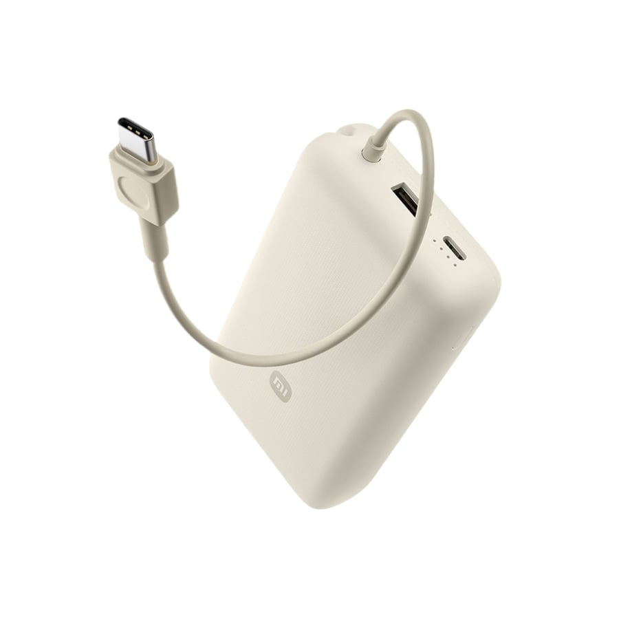 شاحن متنقل شاومي بمنفذ USB ومنفذ USB-C وسلك مدمج USB-C بسعة 20000 مللي