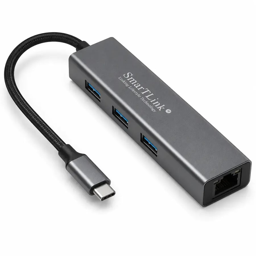 سمارت لينك - موزع Type C رباعي 4 في 1 ثلاث منافذ USB 3.1 ومنفذ شبكة Gi