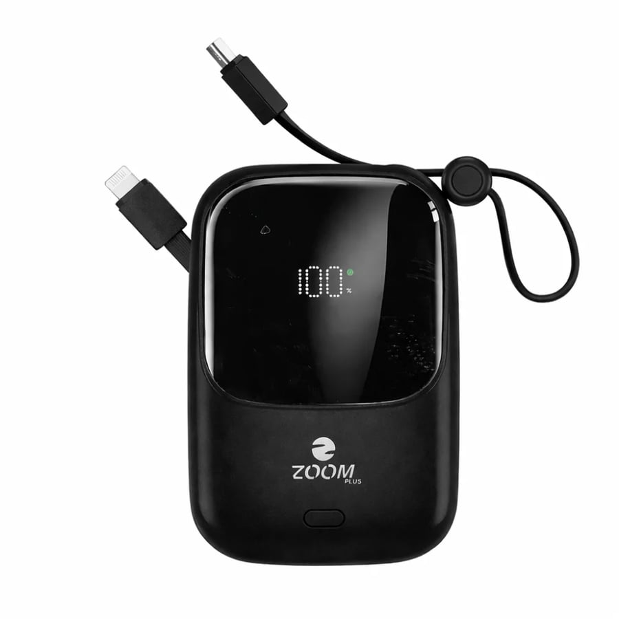 باور بنك ZOOM Plus Fancy 10000mAh بشاشة رقمية – شحن سريع PD 22.5W مع ك