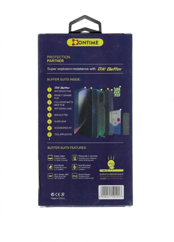 بكج الحماية الكاملة ONTIME D3O Buffer للآيفون - 8 في 1 حماية 360 درجة