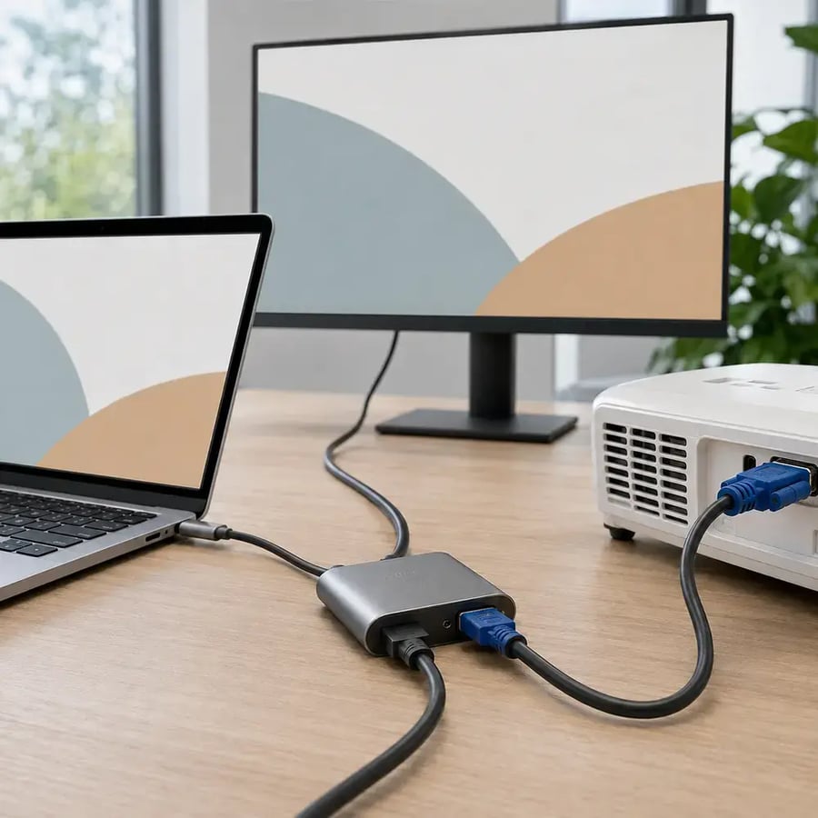 سمارت لينك - محول Type C متعدد الوظائف إلى HDMI بدقة 4K ومنفذ VGA مودي