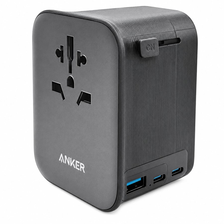 محول سفر عالمي أنكر Nano ‏4 في 1 بقوة 65 واط USB-C وUSB-A