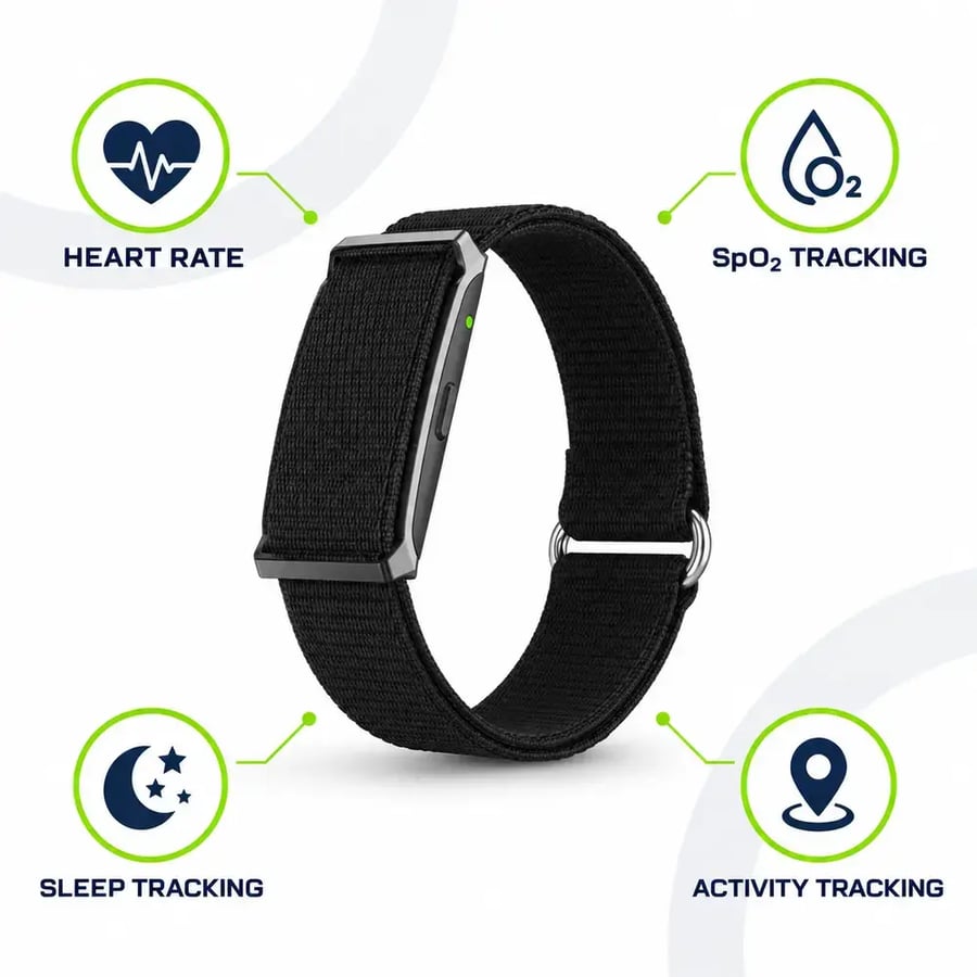 فون بلانت - سوار QWatch Pro ذكي لمراقبة نبض القلب والأكسجين والنوم مع