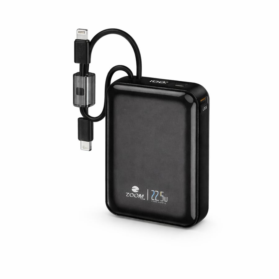 باور بانك Zoom Plus IMPACTO 20000mAh شحن سريع 22.5W مع كيابل مدمجة