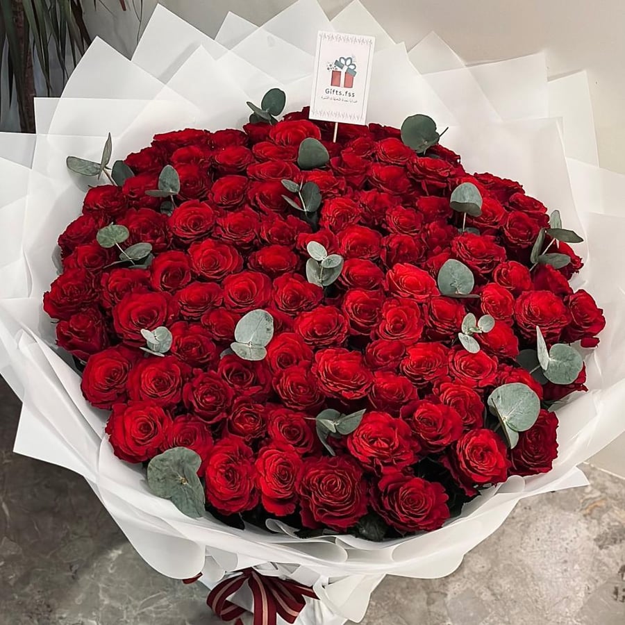 بوكية 100 وردة احمر || bouquet of 100 red flowers